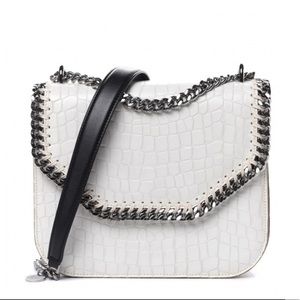 Stella McCartney White Croc Embossed Faux Leather Falabella Star Box Bag